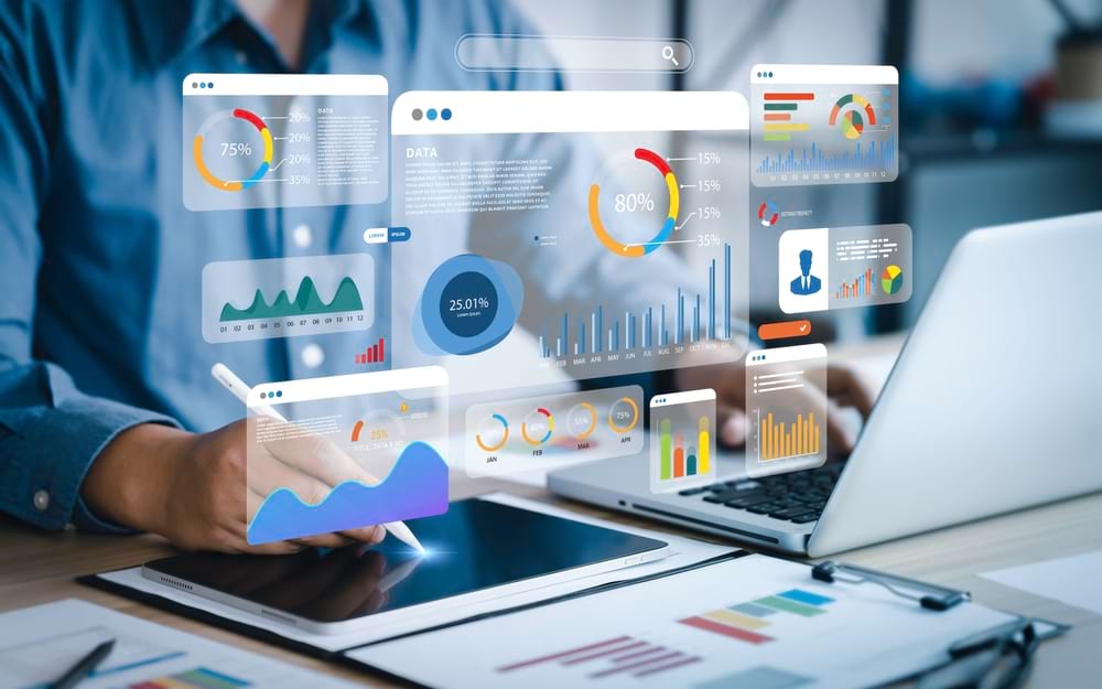 A PR professional analyzing PR success metrics after a PR campaign