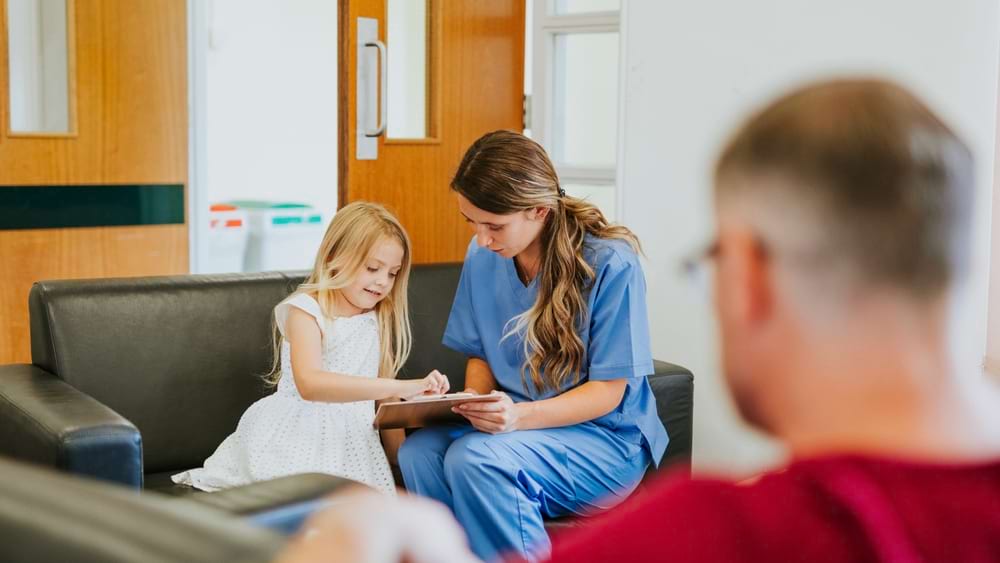 A doctor’s waiting room filled with patients