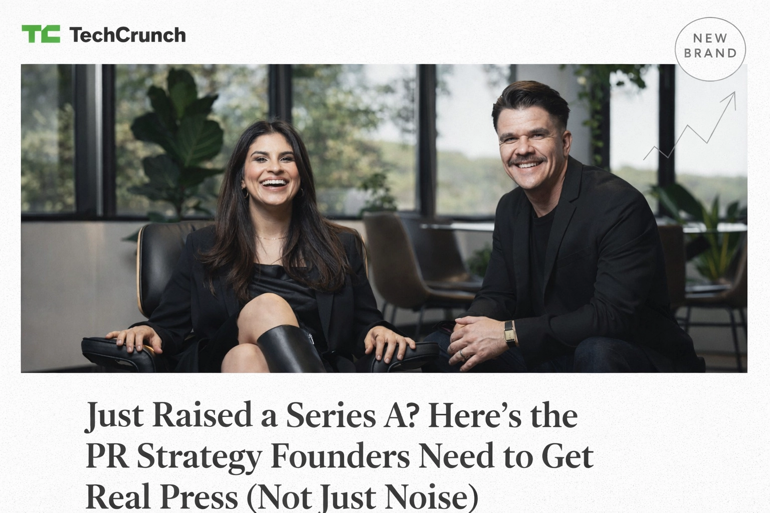 Two Austin PR professionals smiling in an office, promoting Public Relations, Consulting, Crisis Management, and Social Media.