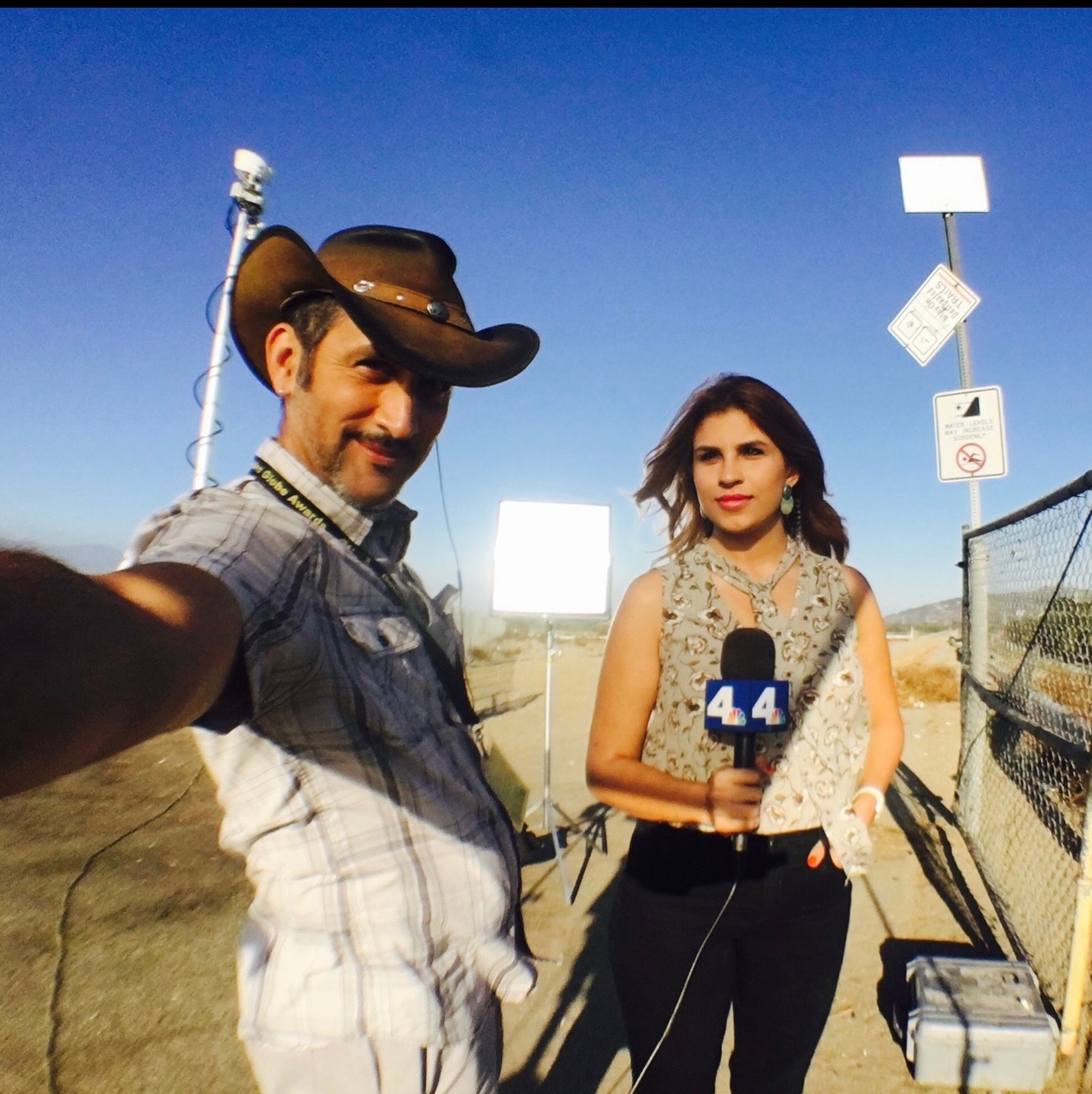 Marin Richardson reporting on location for NBC4 Los Angeles as a broadcast journalist, before founding Disrupt PR